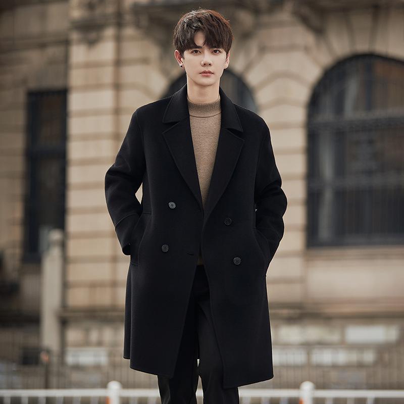 Double-sided coat men's autumn and winter double-breasted buttons medium and long clothes men's wool coat coat