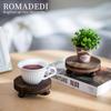 Romadedi Farmhouse Wood Riser for Display- 2 Pcs Rustic Decor Mini Wooden Pedestal Decorative Round Tray for Home Table Bathroom Counter Shelf