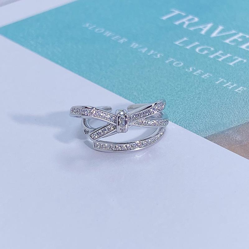 Light Luxury Full Diamond Inlaid Zircon Super Flash High-End Open Ring Niche Exquisite Elegant Personalized Ring