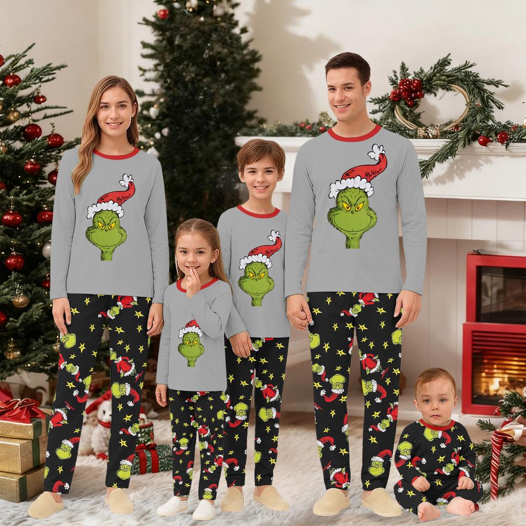 Cartoon Letters Print Family Matching Long Sleeved Parent-child Suit Home Clothes Suit Fall