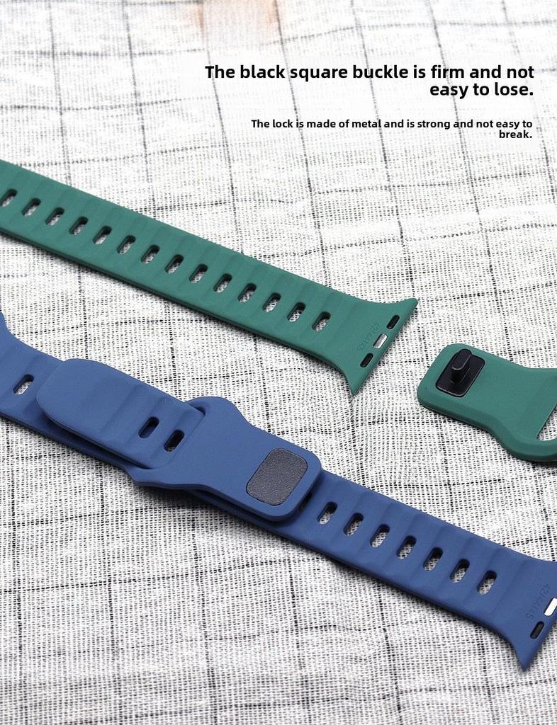 iWatch7 Diamond Buckle Horizontal Stripe S9 Silicone Strap for Apple Watch 8/Ultra