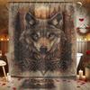 4 Stück Timber Wolf Aufdruck Duschvorhang, Duschvorhang Set, Mit 12 Kunststoffhaken, Maschinenwaschbar, Badezimmerzubehör
