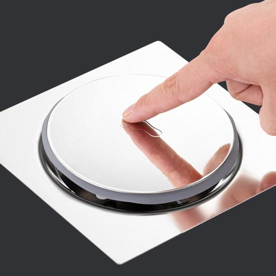 Stainless Steel Floor Drain Cover Precision Sealing Structure Blocks Odors Insects Foot-Pedal