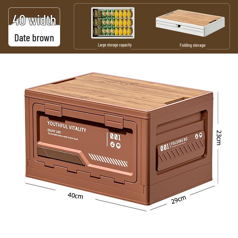 Extra Large Outdoor Storage Box: Side-Opening, Wood Lid, Foldable Camping & Car Trunk Organizer