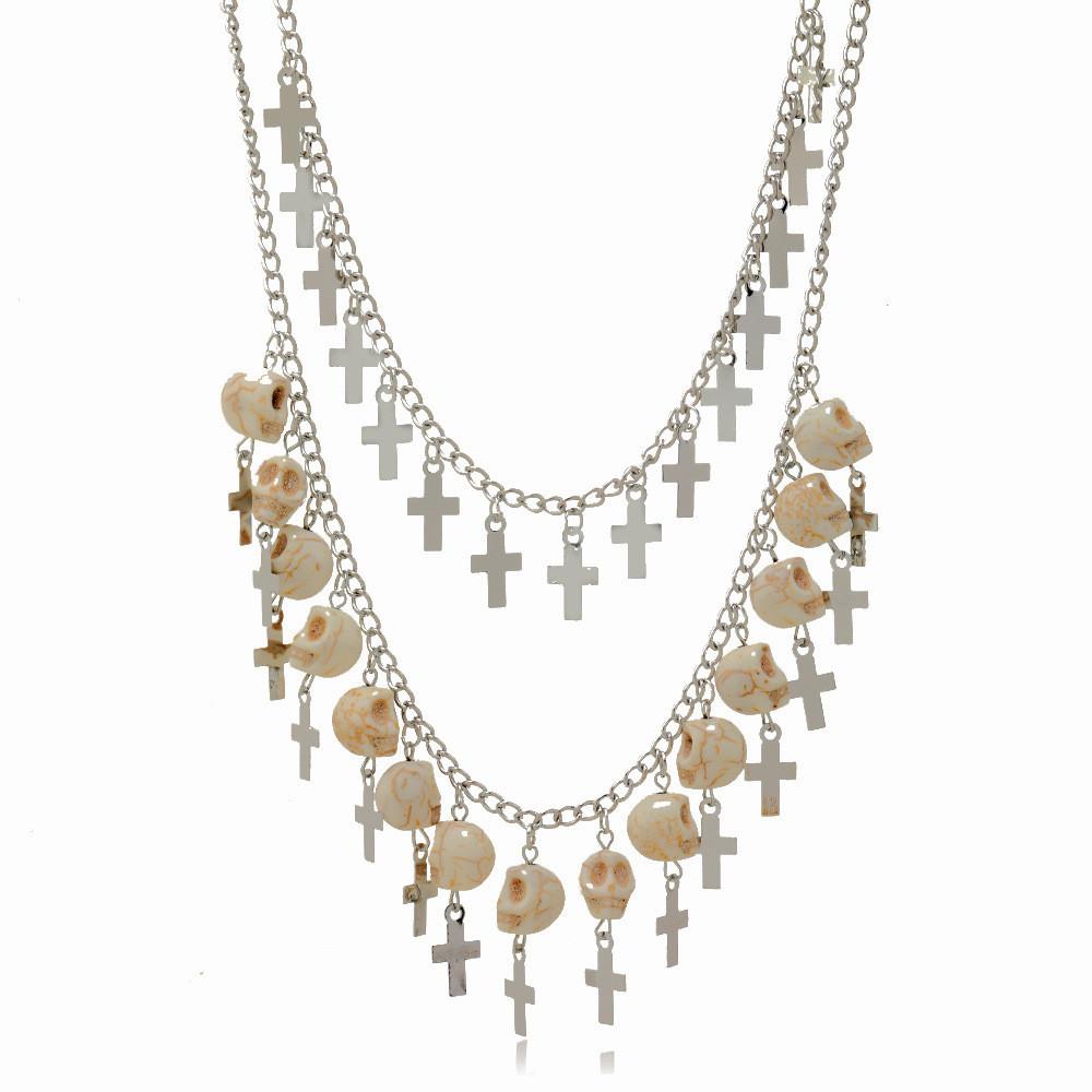 Cross Skull Halloween Jewelry Electroplated Alloy Pendant For Accessory Costume