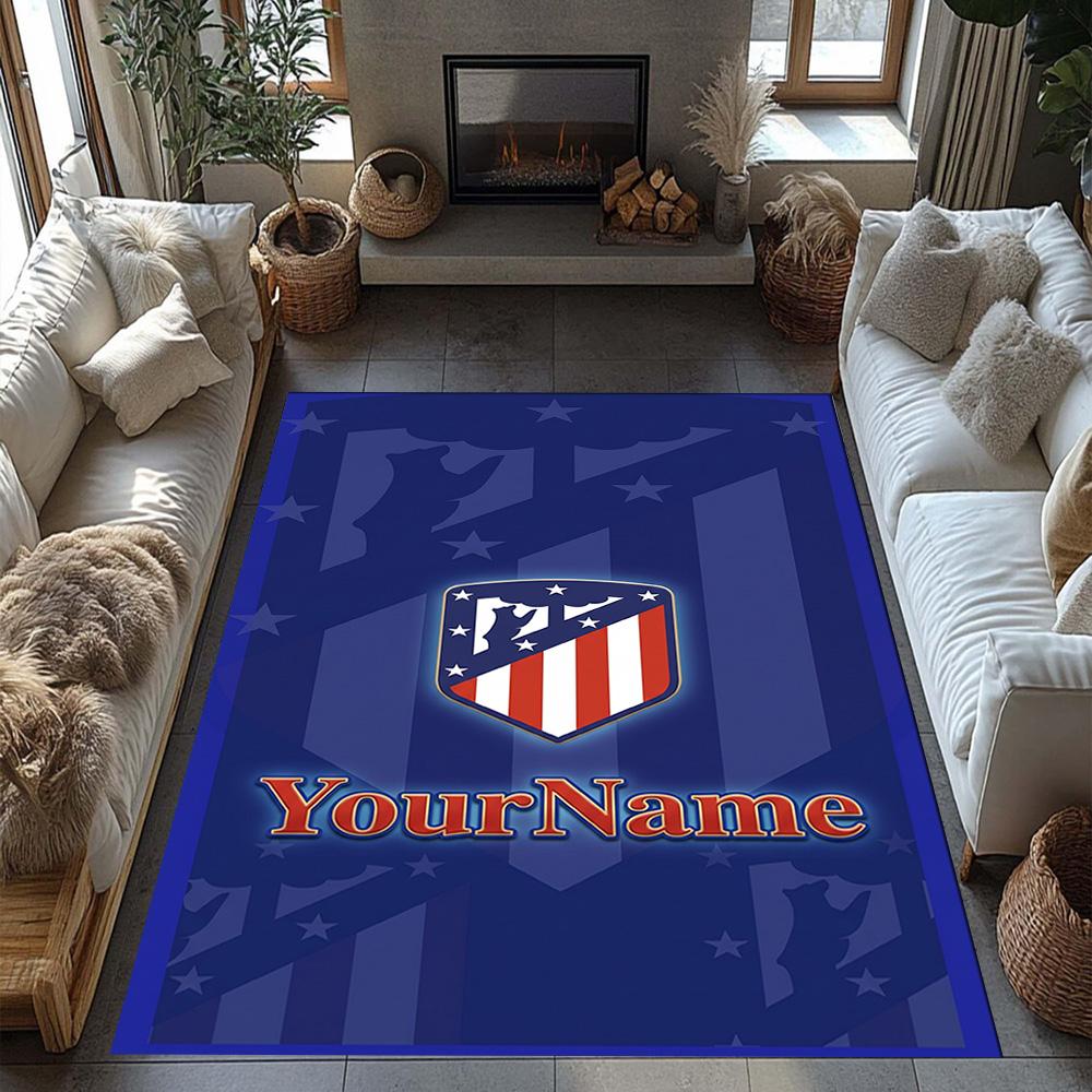 Atletico Madrid Personalized Text Floor Rug Office Rug Suitable for Entryway Balcony Kitchen Playrooms Anti-slip Rug Office home decor