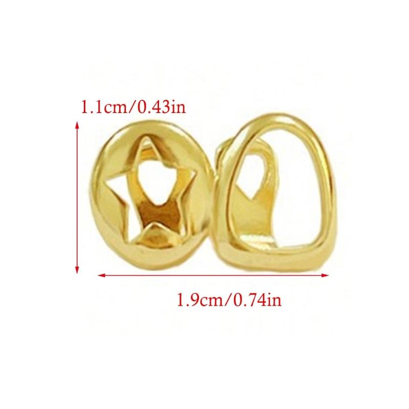 Hip Hop Teeth Jewelry Round Star Shape Dental Accessory Copper Texture Suitable for Adults Teens and Cosplay Enthusiasts