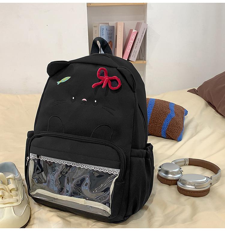 Schoolbag Japanese ins new high-value fresh and sweet candy color cute kitten backpack girl light backpack