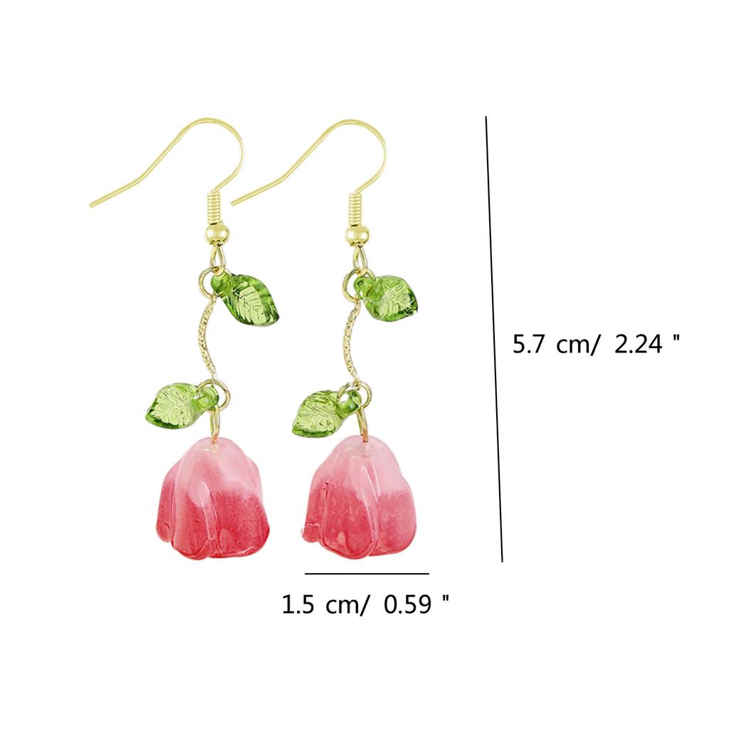Elegant Tulips Leaf Earrings Delicate Floral Drop Earrings Charming Ear Jewelry Flower Pendant Earrings for Daily Party
