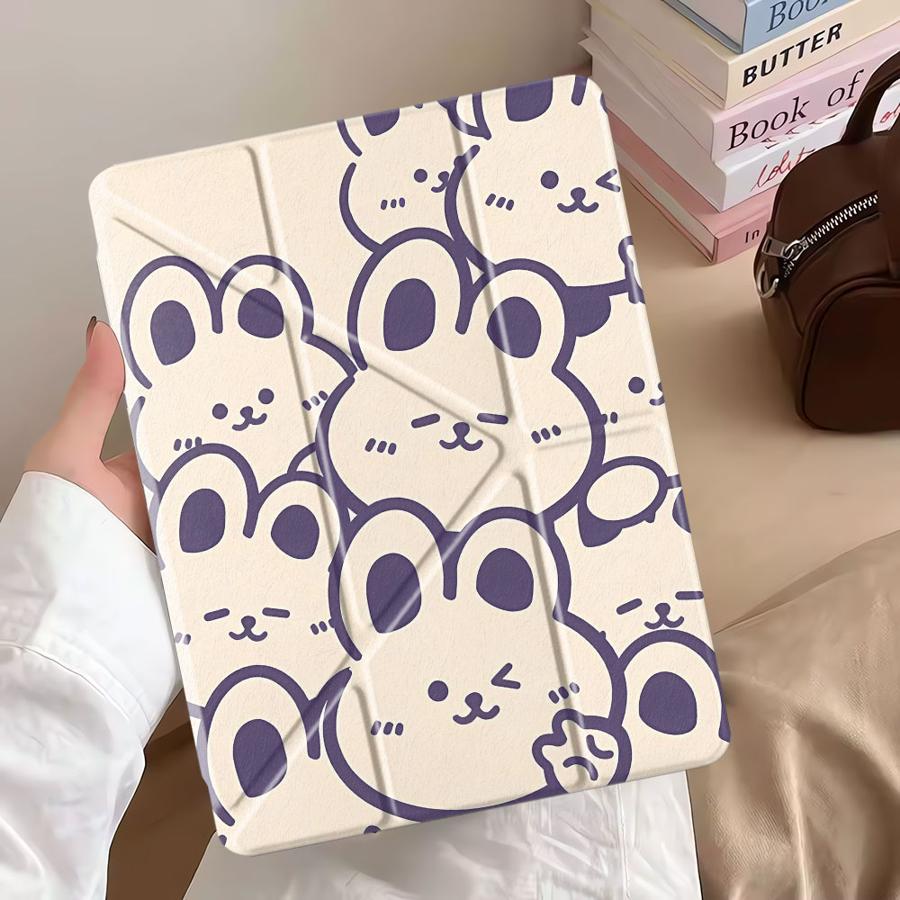 Holder Cover Tablet Case For iPad Pro 11th 10th 9th 8th 7th 12.9inch Pro 2025 Air 4 5 M3 M2 1 2 M4 11inch Mini 6 7 Line Rabbit
