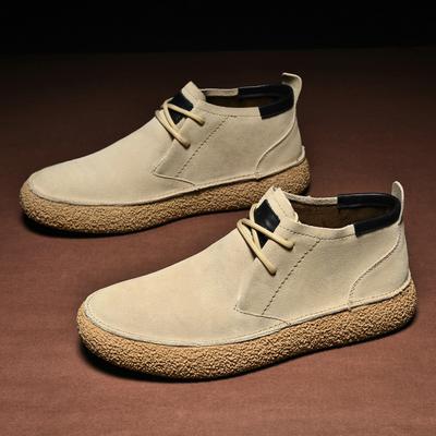 Cuir givré mercerisé cuir anti-velours chaussures à tige moyenne bottes Martin Zhongbang chaussures en cuir décontractées pour hommes rétro chaussures tendance à plateforme