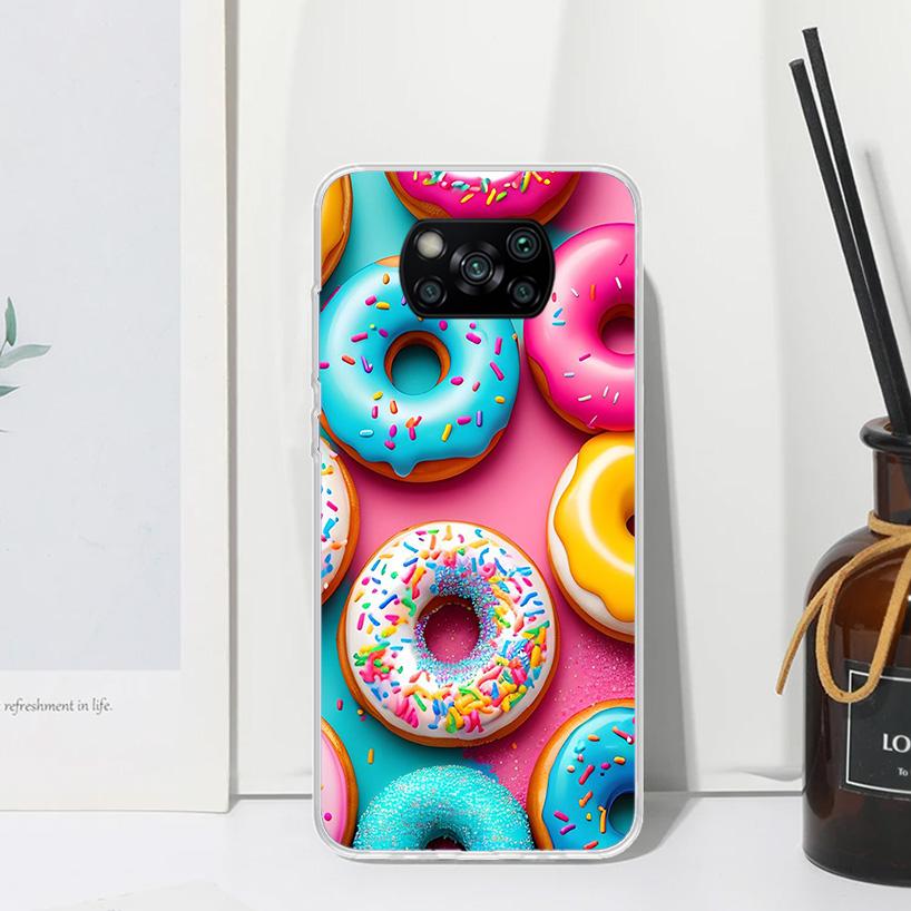 

Macaron Ice Cream Cake Doughnut Phone Case For Xiaomi Poco X7 X6 X5 M7 M8 Pro F7 Ultra Redmi 15C 15 13C 13 12C 12 10 10C 10A Art Redmi 10C