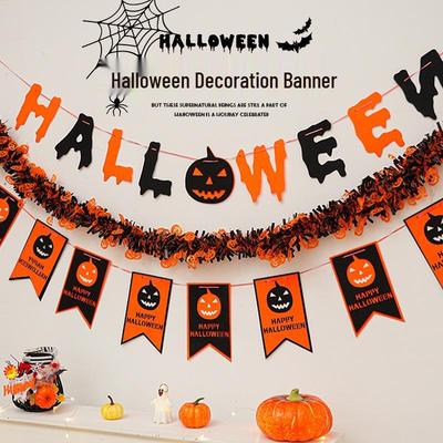 Glowing Pumpkin Garland: Halloween Kindergarten Party Decorations