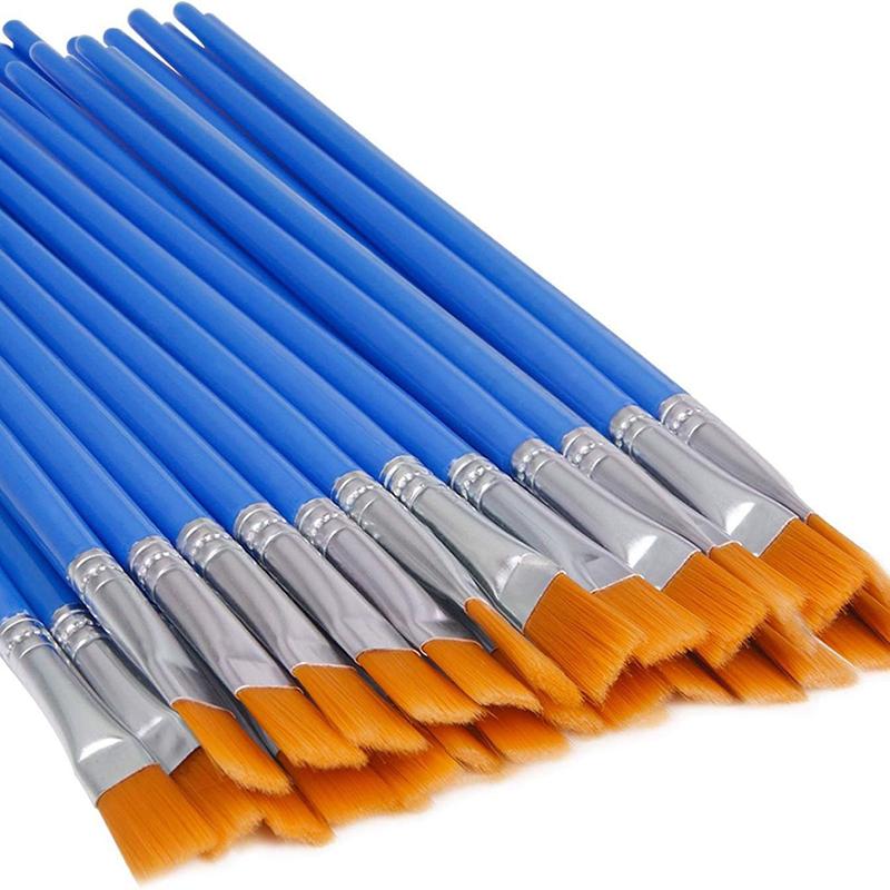 50Pcs Painting Brushes Set Art Round Flat Hair Nylon Hair Paint Brush For Oil Acrylic Watercolor Kids/Artists/Beginners/Student