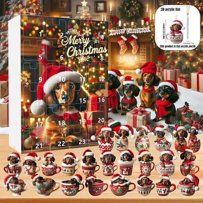 Dachshunds 24 Days Christmas Countdown Calendar With Dachshunds Figure Ornament Xmas Advent Calendar Xmas Gifts for Dog Lover