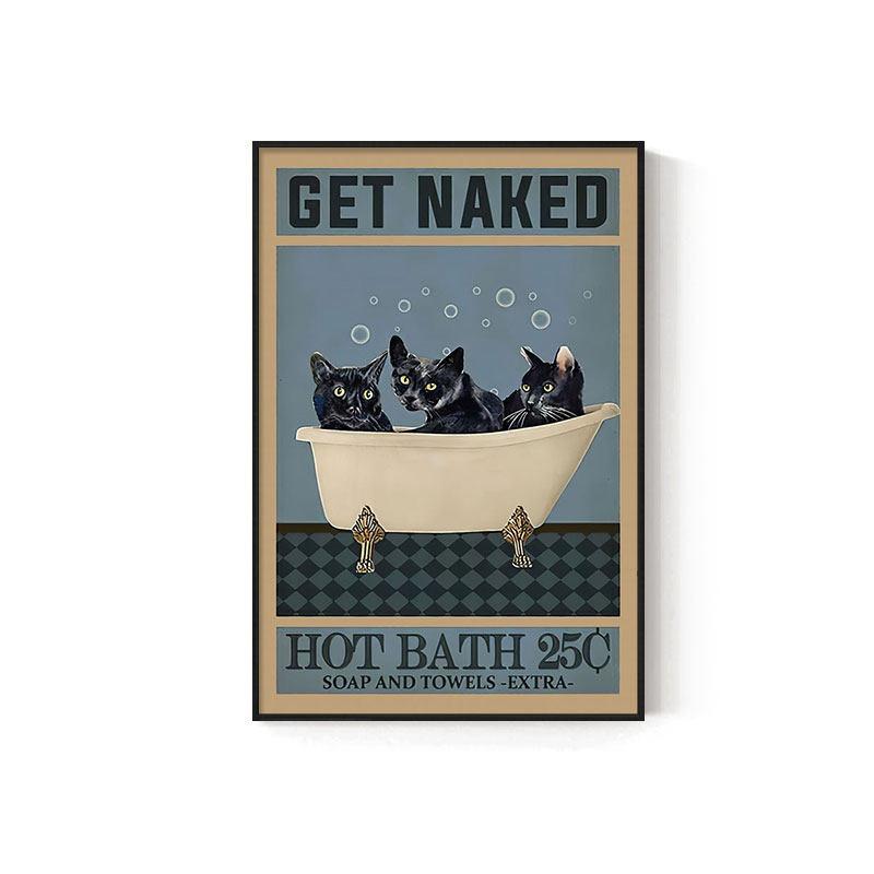 Retro Kitten Cartoon Canvas Painting Bathroom Toilet Poster Toilet Children's Room Decoration Painting for Modern Living Room Asian Style Home Decor
