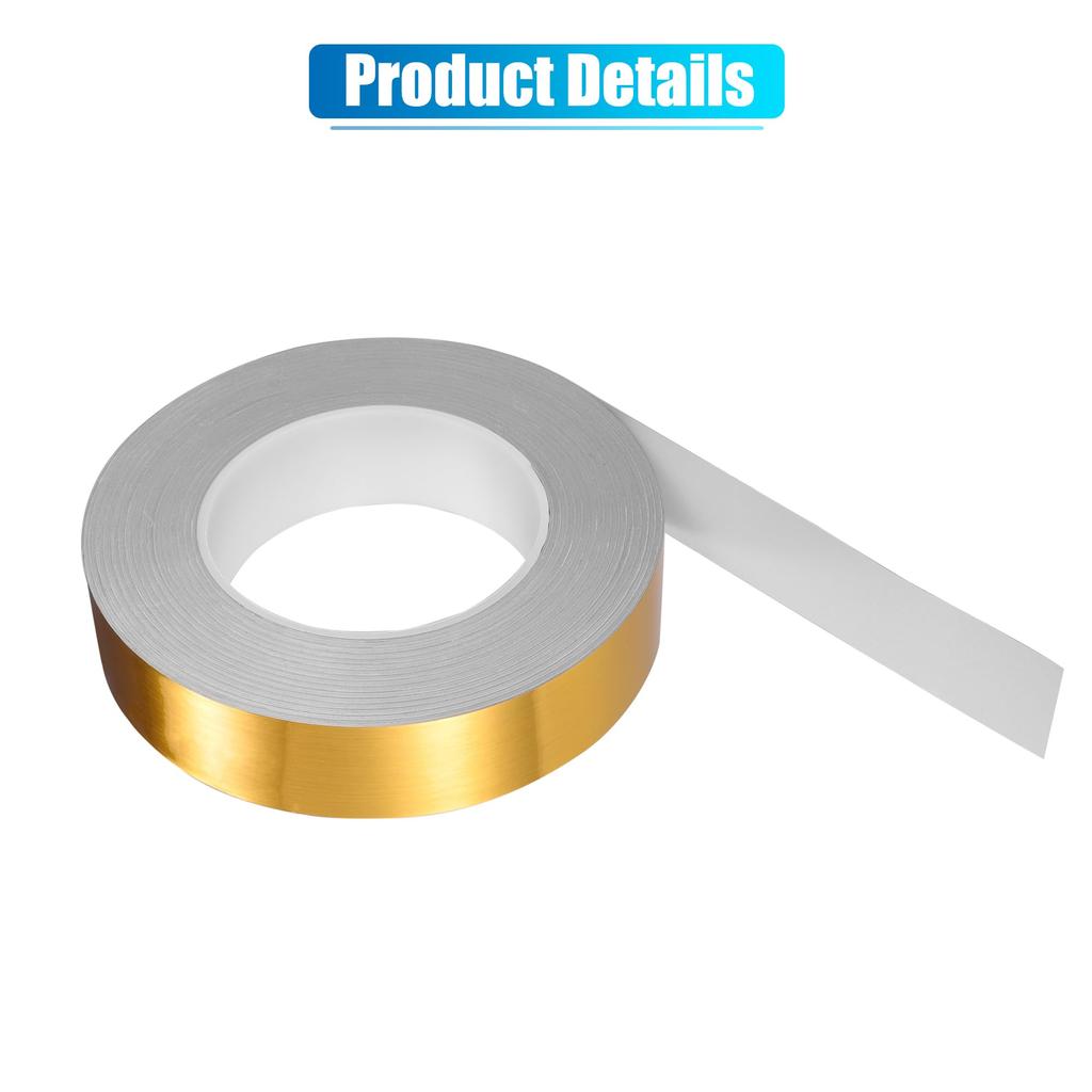 X AUTOHAUX 164ft Decorative Strip Waterproof Reflective Tape Sticker, Vehicle Warning Tape Golden Tone 30mm