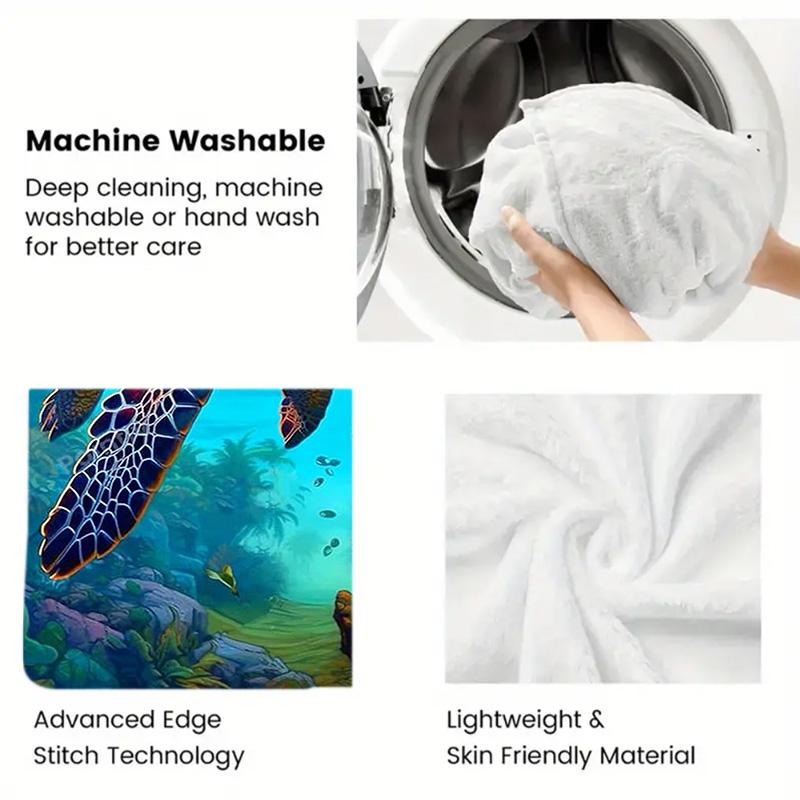 Colorful Sea Turtle Underwater Ocean Print Fleece Blanket Soft Warm Cozy Throw Blanket Sofa Bed Home Decor Sea Animal Lover Gift