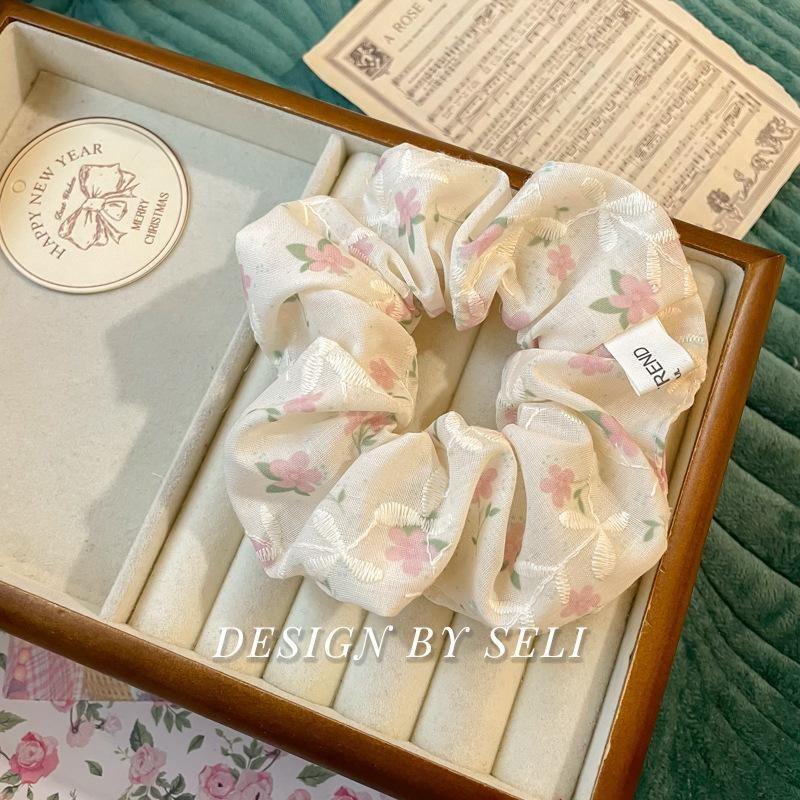 Scrunchie Multi Styles Floral Plaid Soft Fabric Minimalist Versatile Women Hair Tie Hair Accessories