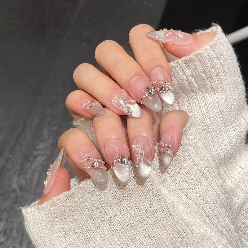 Handmade Wearable Nails with a High-End Feel, Cat-Eye Nail Art, Versatile and Luxurious, Travel-Friendly, Brightening Effect, Handmade Nail Art