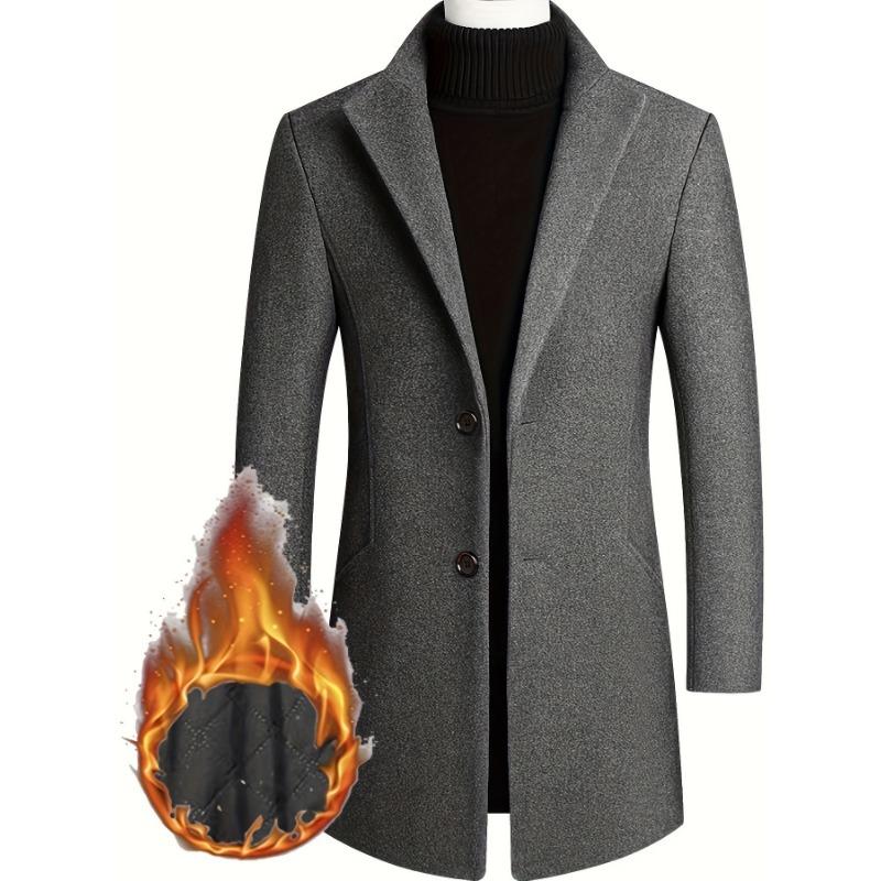 Autumn and winter men's woolen coat medium and long trench coat with cotton and thickened men's coat
