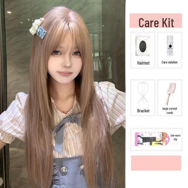 "Age-Defying Layered Long Wig In Pink Brown [Tiramisu Cake]"
