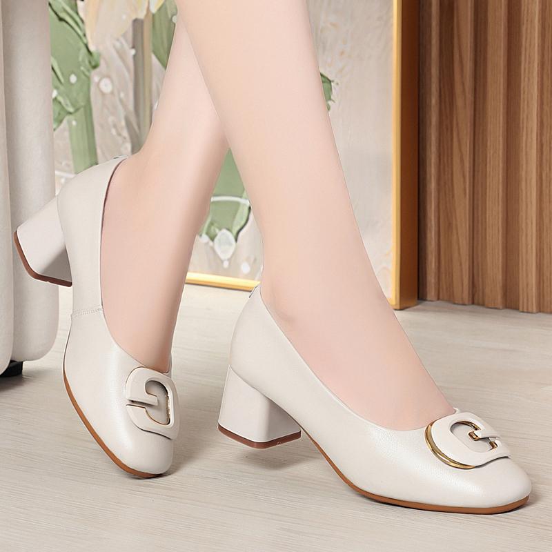 Fashion AIYUQI Women Dress Shoes Spring 2025 Genuine Leather Round Head Women's Office Shoes Fashion Work Shoes Ladies