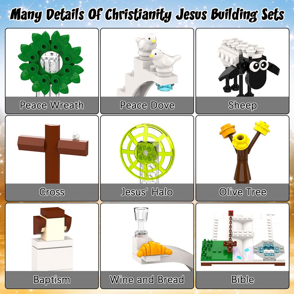 Jesus Shepherd God Building Blocks, Jesus Bible Story Action Figuretoys, Easter And Christmas Gifts For Kids Adults, 351Pcs