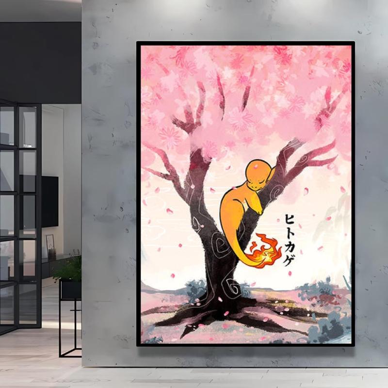 Canvas Artwork Painting Pokemon Pikachu Picture Home Decor Classic Character Images Spray Painting Home Decor Holiday Gift