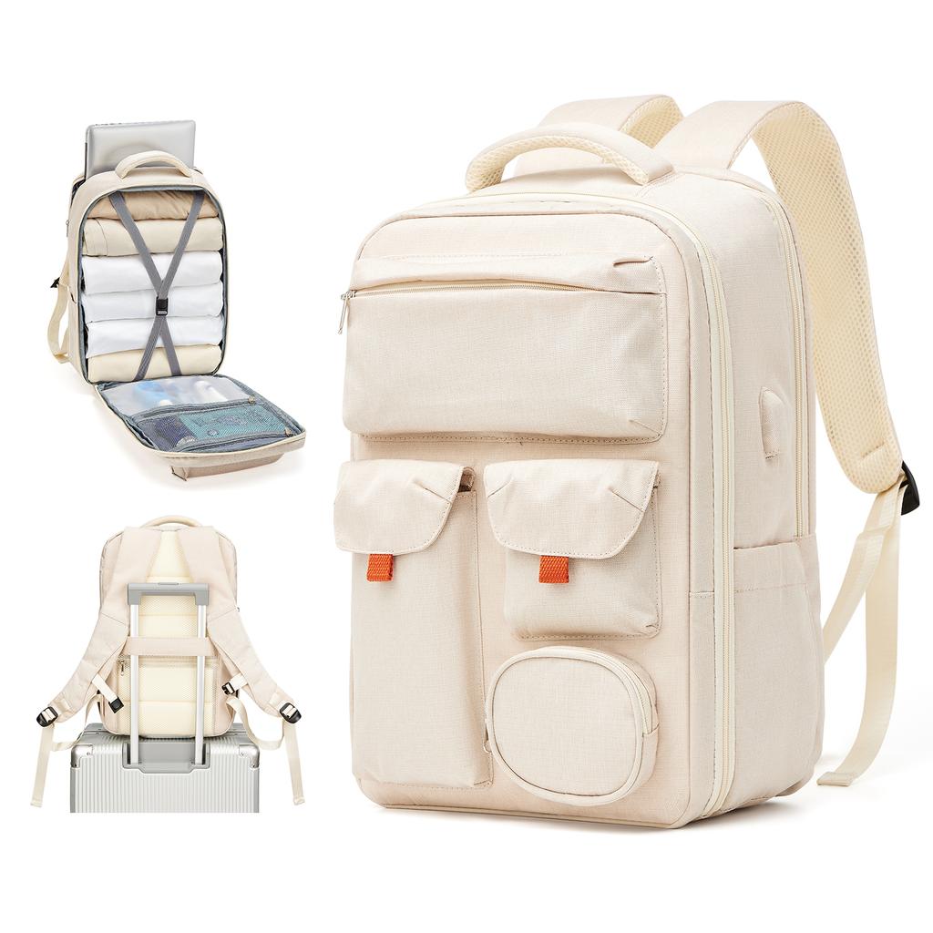 Women's Travel Backpack Plane Bag, 15.6" Laptop Backpack Stylish Airline Approved Compression Hand Luggage Casual Men Backpack