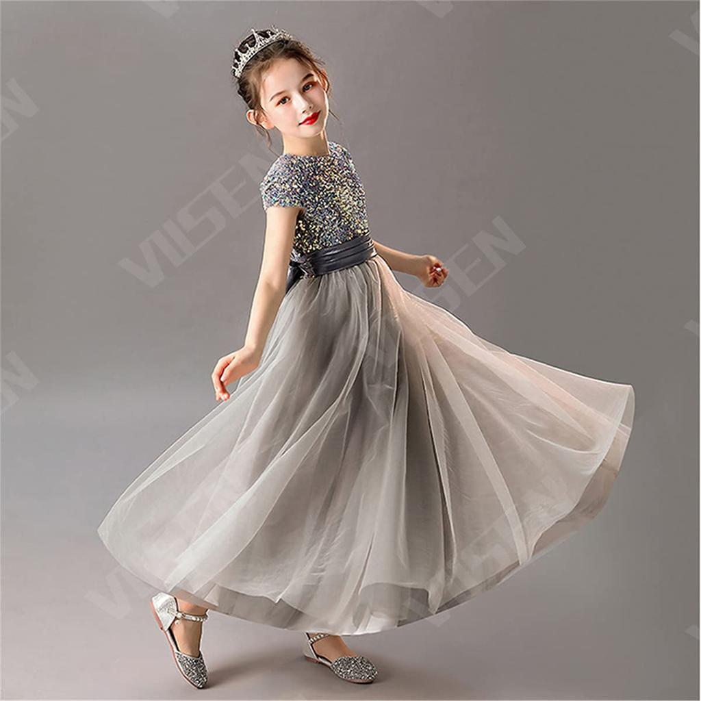 Kids Long Junior Piano Party [VIISEN] Dress, Children's Dress, Dress, Girls, Elegant, Formal, Violin, Concert, Dress, Recital, Wedding, Birthday,