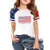 Kids Independence Day T-Shirt USA Print Short Sleeve Casual Crew Neck Top Patriotic Graphic Tee for Boys Girls Summer Wear