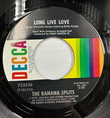 7inch Record BANANA SPLITS - Long Live Love / Pretty Painted Car 732536 Decca 1969 US Pop Used