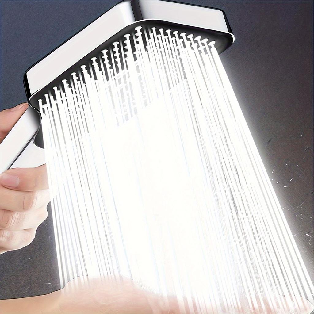 Supercharged Square Button Adjustable Shower Head - Silvery Thick Water Outlet One-hand Spray - Household Water Heater Bath