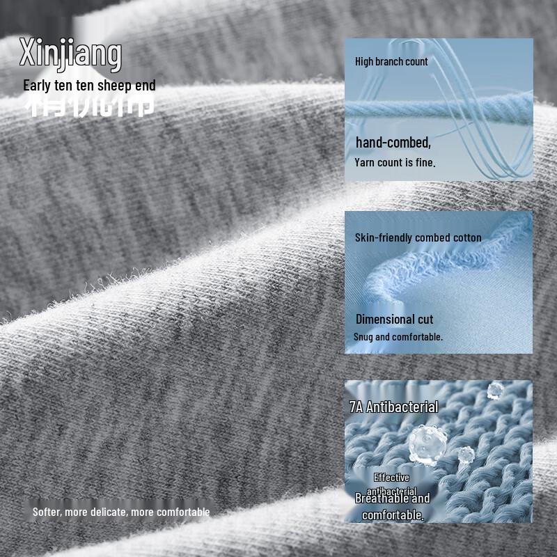 Hailan Home Men's 7A Antibacterial Cotton Boxer Briefs (3-Pack)