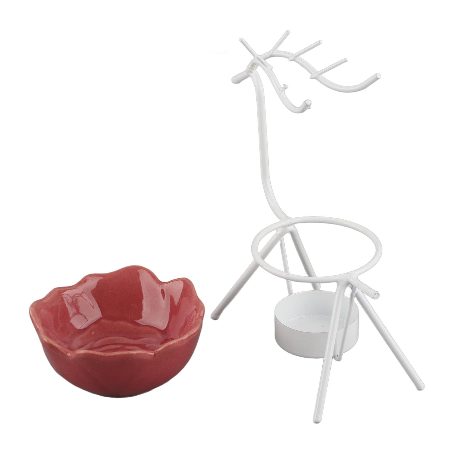 

Rose Essential Oil Burner Ceramic Aromatherapy Oil Burner Diffuser White Deer Shaped Candle