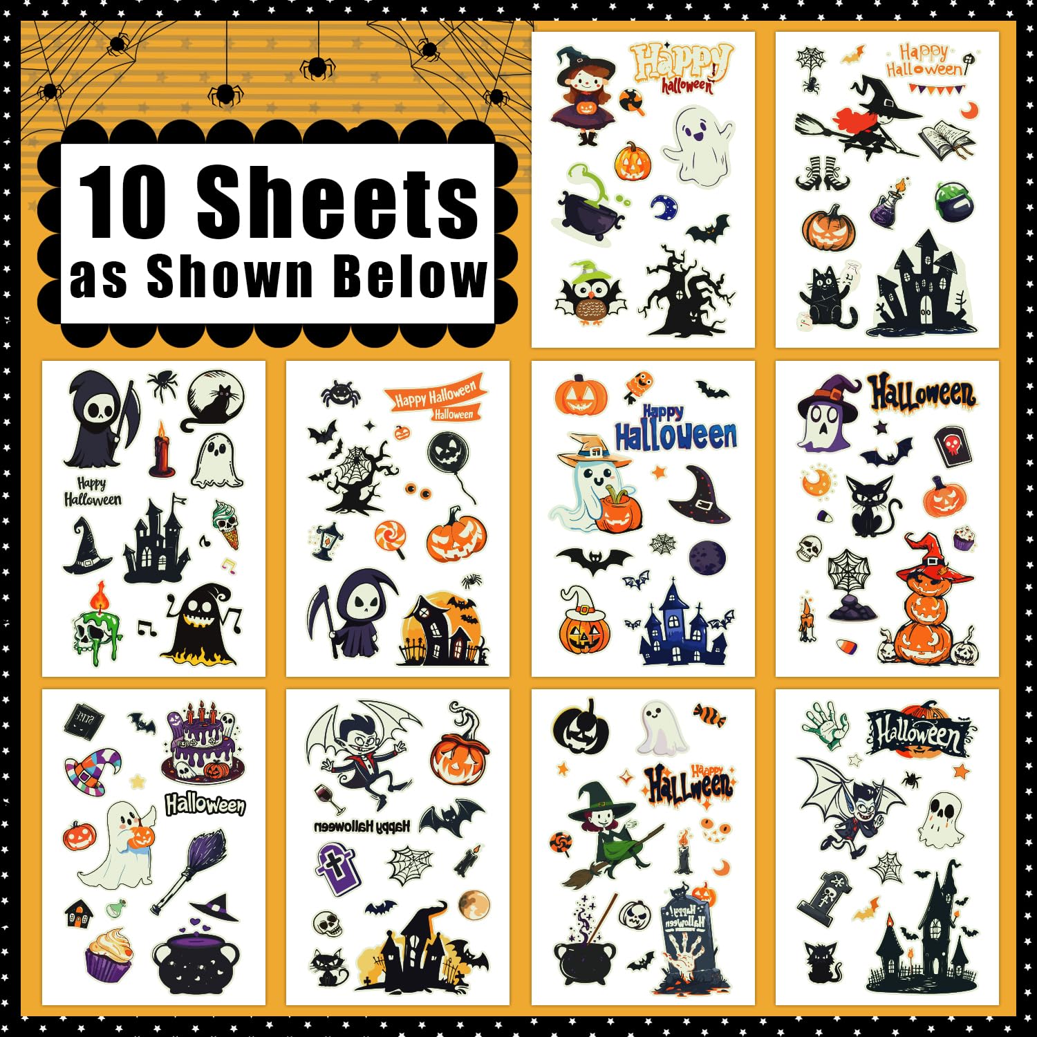 Partywind Halloween Temporary Tattoos for Kids, 120+ Glow Styles Halloween Treats for Boys Girls Party Decorations Supplies, Glow