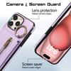 For iPhone 16 Pro Leather Back Cover Zipper Wallet Kickstand Phone Case with Shoulder Strap