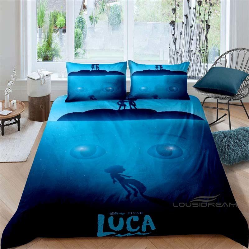 

3D Printed Cute Disney Luca Duvet Cover and Pillowcase Set - Home Decor, Creative Plus Size Bedding Set 135x200cm