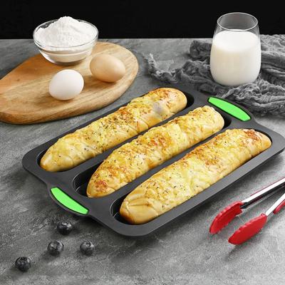 Silikon-Brotform, antihaftbeschichtet, lebensmittelecht, Baguette-Kastenform, Kuchenbackblech mit Abflusslöchern für Zuhause, Küche, Bäckerei, Burger, Brötchen, Sandwiches, Kekse