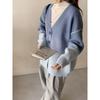 Versatile gradual change knitted cardigan autumn and winter new loose casual lazy wind sweater jacket women