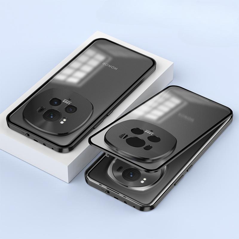 

Чохол для Honor Magic 7 Pro 5G Розкішна рамка з бампера з алюмінієвого сплаву Магніт із закритою металевою задньою кришкою для футлярів Huawei Honor Magic7 PRO 5G For Honor Magic7 Pro чорний