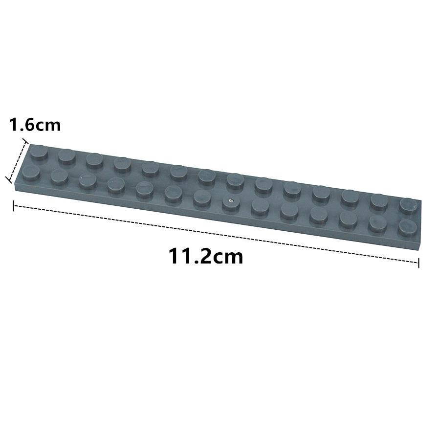 12Pcs Technical Plate 2x14 Dots Long Thin Building Block Bricks Compatible with 91988 DIY Toys
