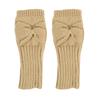 Women Short Bow Cable Knitted Warm Fingerless Gloves Outdoor Stretchy Arm Warmers Office Typing Wrist Gloves