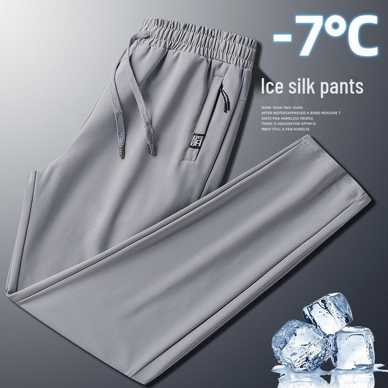 

Мужские летние спортивные брюки из ледяного шелка, быстросохнущие, эластичные XXXL