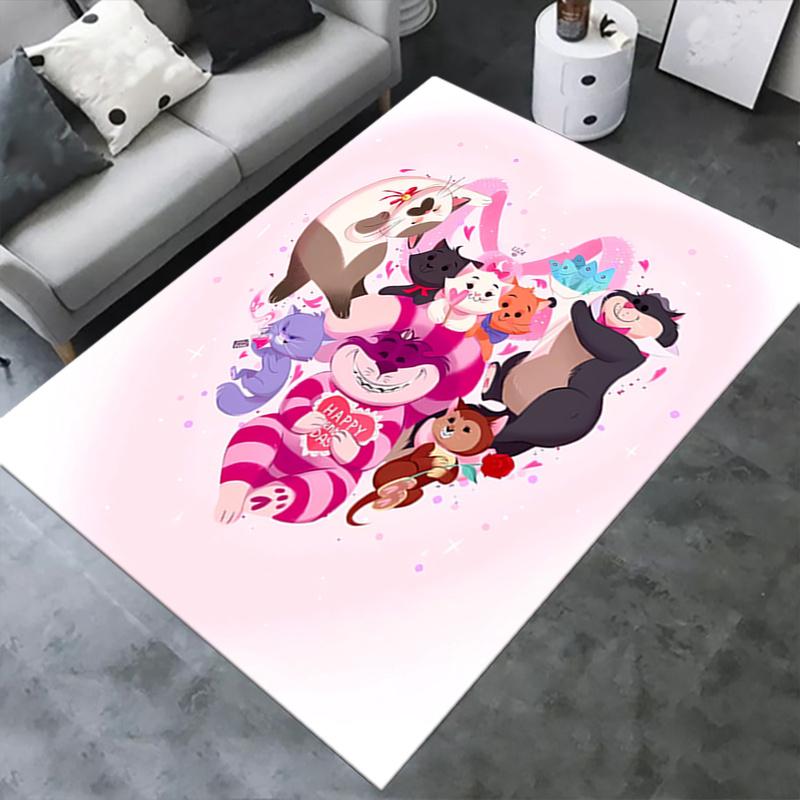 Office Rug Valentine's Day, Cats Theme 3D Printed Anti-Slip Rug-Machine Washable for Living Room