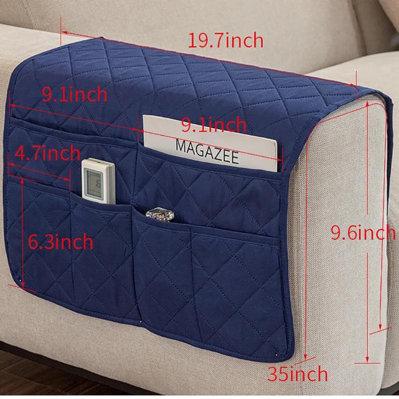 Bolsa de armazenamento de bolso para apoio de braço de sofá multifuncional com 6 bolsos, suporte para controle remoto de cadeira de sofá, prateleira de armazenamento de cabeceira, bolsas de armazenamento
