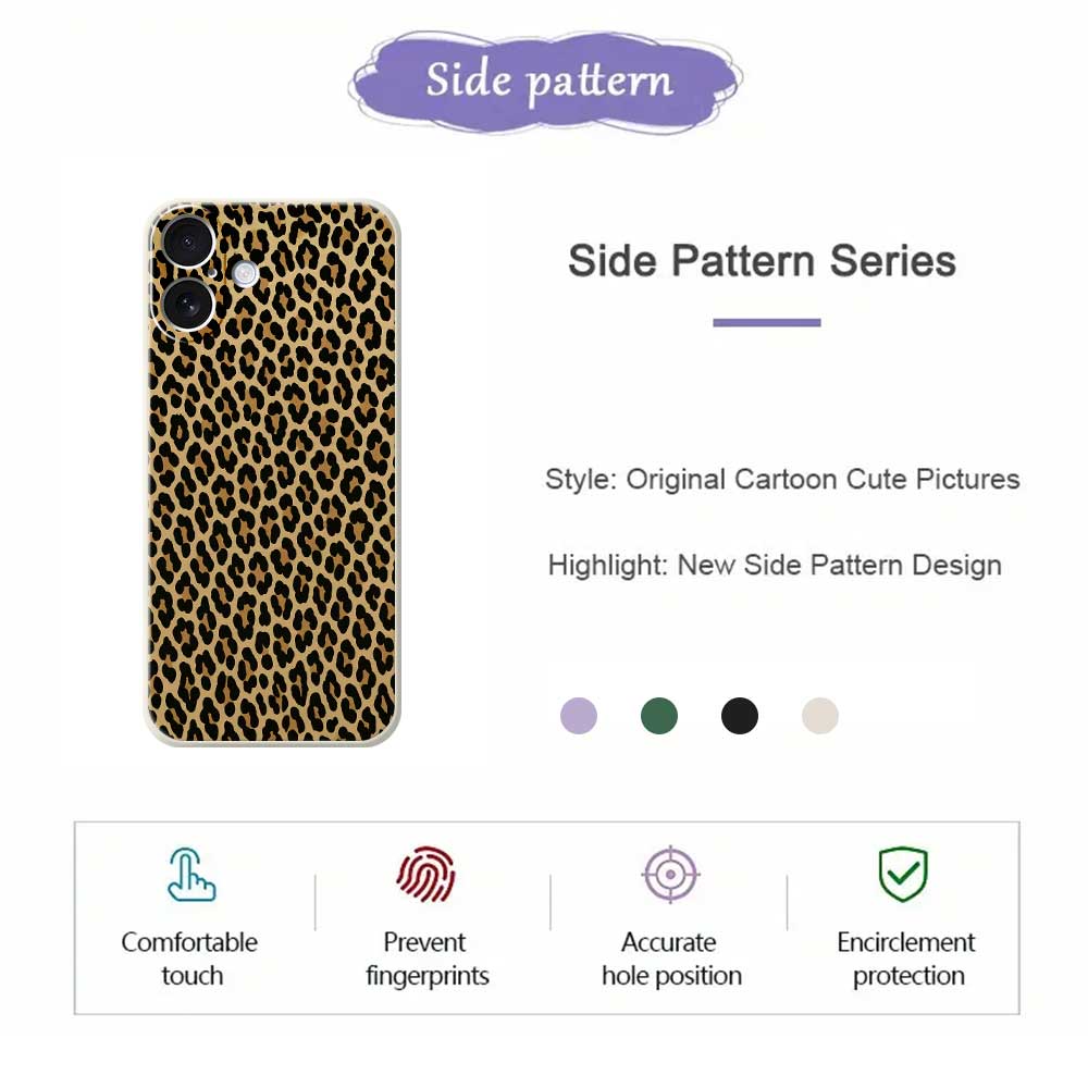 For iPhone 17 Case Leopard Print Pattern Printing Straight Edge TPU Phone Back Cover