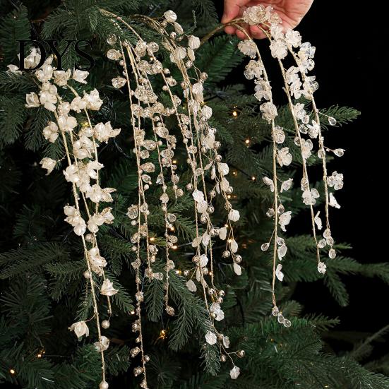 Winter Wedding Decor Faux Crystal Christmas Tree Picks, Acrylic White Glitter Sprays for Holiday And DIY Arrangements Wreath Centerpieces, Faceted