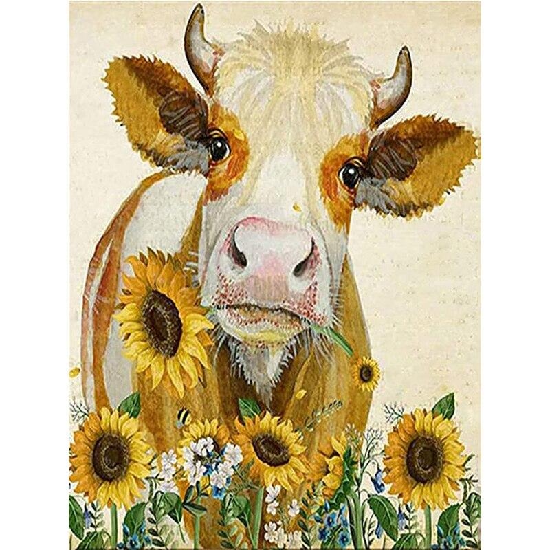 Noua pictură cu diamant 5D bricolaj, bovine, broderie cu diamante, animale, punct de cruce, găurit rotund complet, meșteșuguri, decorațiuni pentru acasă, cadou manual